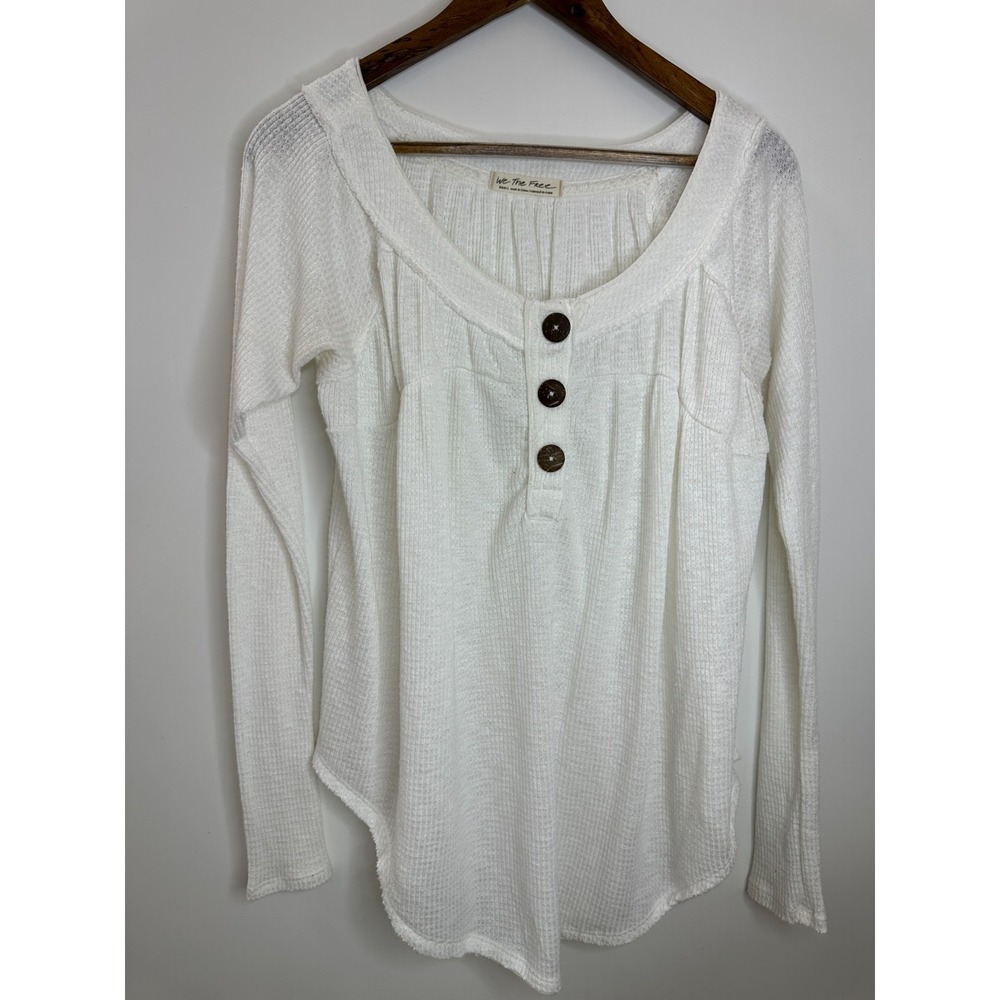 Free People We The Free Must Have Henley Tunic Oversized White Top Small - Picture 8 of 10
